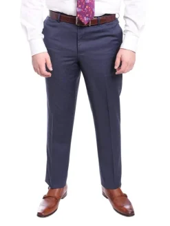 Mens Regular Fit Blue Textured Two Button Half Canvassed Super 150s Wool Suit
