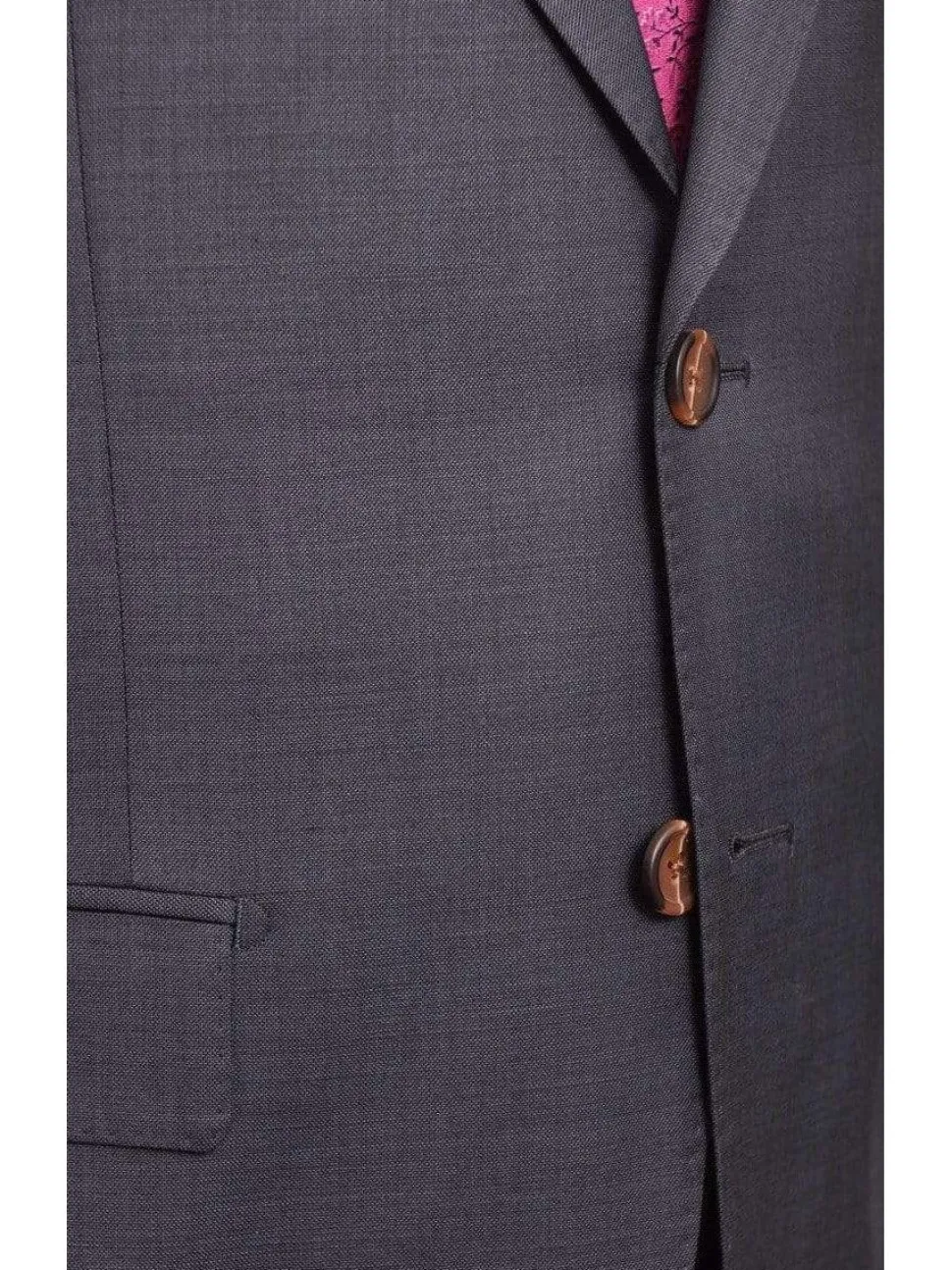 Mens Regular Fit Blue Textured Two Button Half Canvassed Super 150s Wool Suit