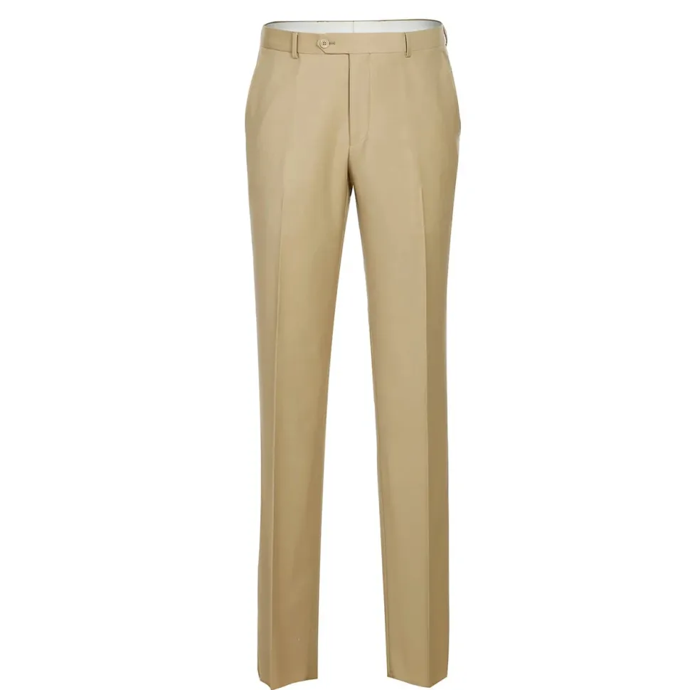 Men's Regular Fit Flat Front Wool Suit Pant