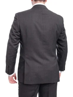 Mens Regular Fit Gray Stepweave Two Button Half Canvassed Wool Suit