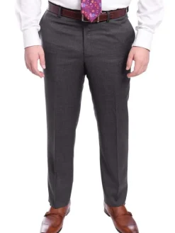 Mens Regular Fit Gray Stepweave Two Button Half Canvassed Wool Suit
