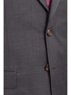 Mens Regular Fit Gray Stepweave Two Button Half Canvassed Wool Suit