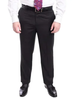 Mens Regular Fit Solid Black Two Button Half Canvassed Super 150s Wool Suit