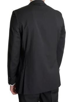 Mens Regular Fit Solid Black Two Button Tuxedo