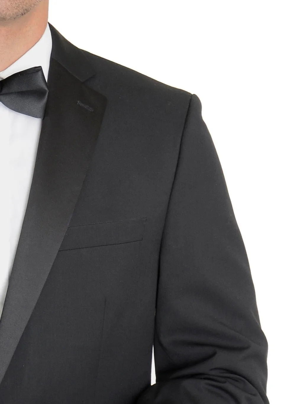 Mens Regular Fit Solid Black Two Button Tuxedo