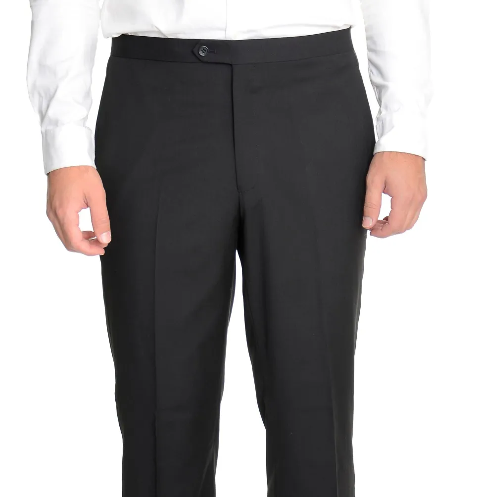 Mens Regular Fit Solid Black Two Button Tuxedo
