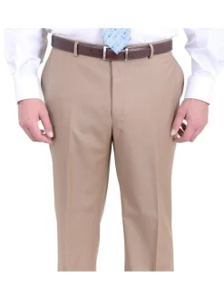 Men's Regular Fit Tan Light Brown Two Button 2 Piece 100% Wool Suit