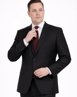 Men's Sartoria Mazara Portly Fit Executive Cut Black Two Button Wool Suit