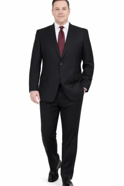 Men's Sartoria Mazara Portly Fit Executive Cut Black Two Button Wool Suit