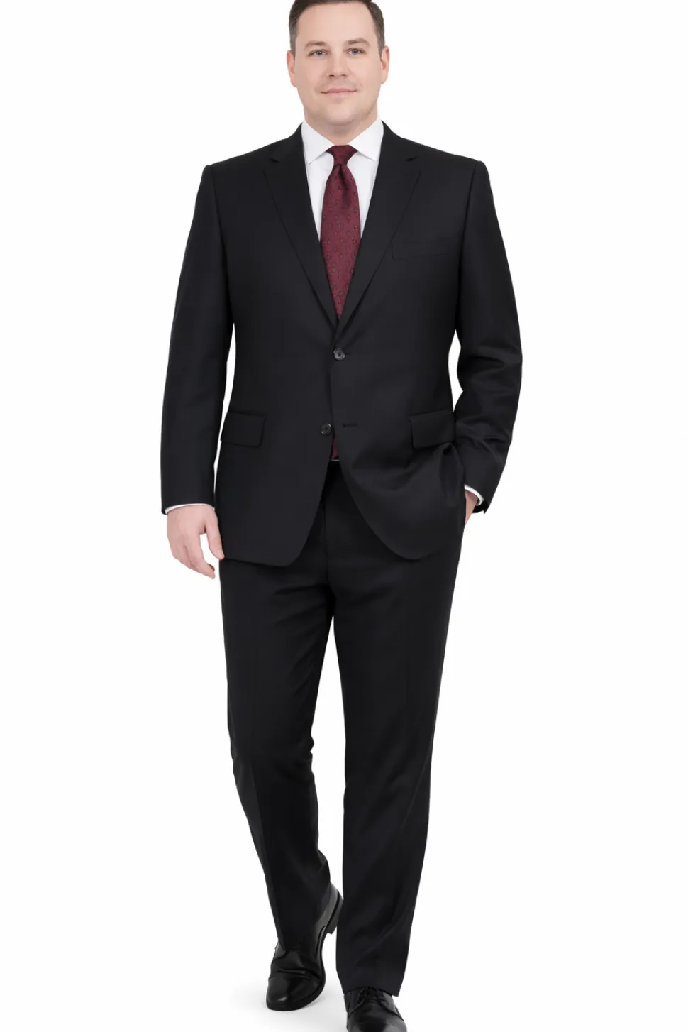 Men's Sartoria Mazara Portly Fit Executive Cut Black Two Button Wool Suit