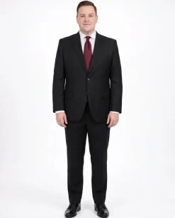 Men's Sartoria Mazara Portly Fit Executive Cut Black Two Button Wool Suit