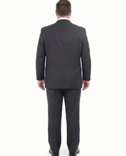 Mens Sartoria Mazara Portly Fit Solid Charcoal Gray Two Button Wool Suit