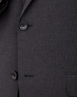 Mens Sartoria Mazara Portly Fit Solid Charcoal Gray Two Button Wool Suit