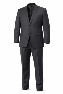 Mens Sartoria Mazara Portly Fit Solid Charcoal Gray Two Button Wool Suit