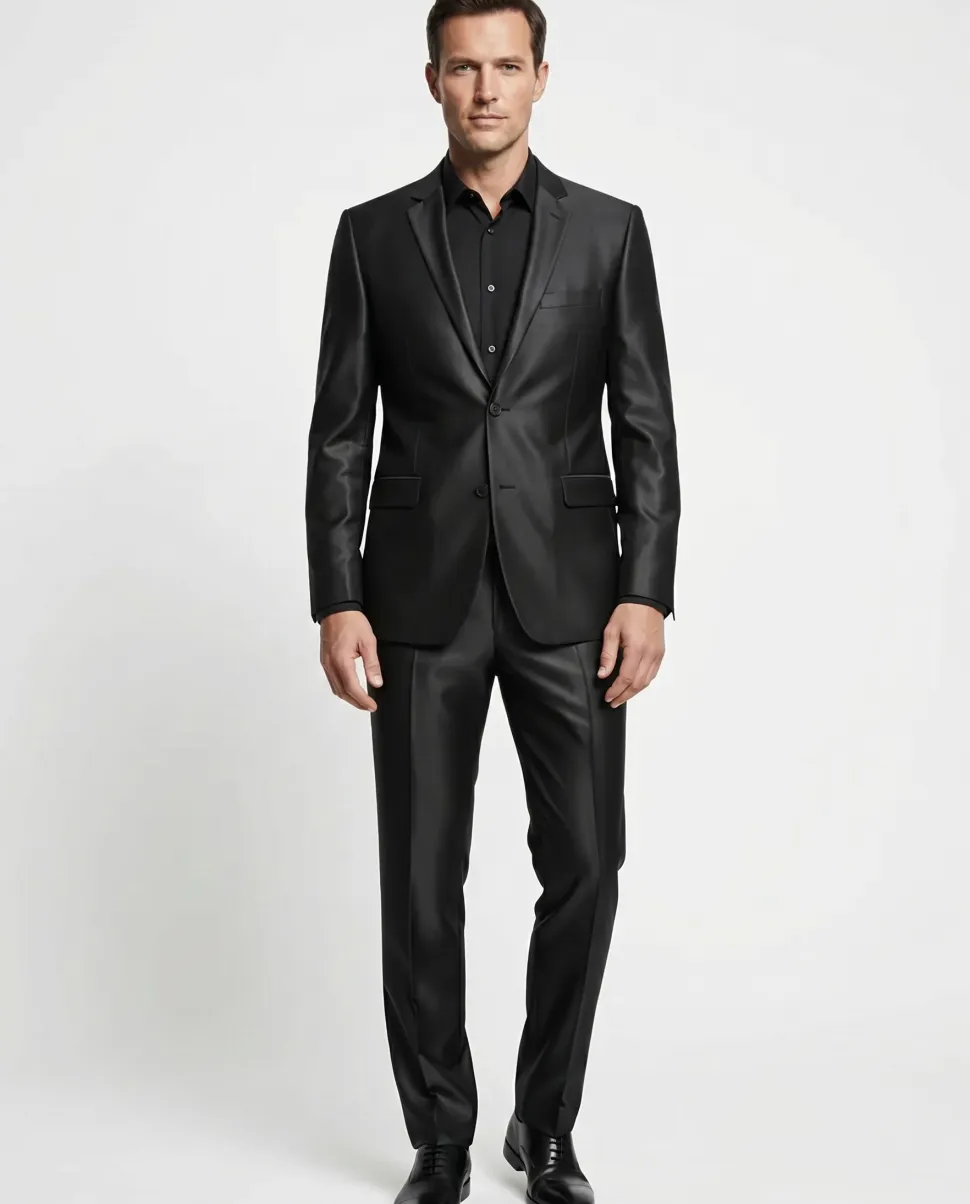 Men's Sharkskin Italian Styled Two Piece Suit