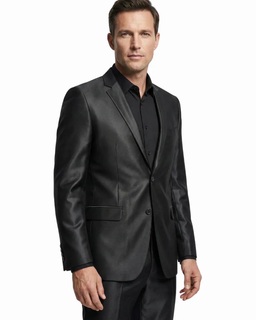 Men's Sharkskin Italian Styled Two Piece Suit