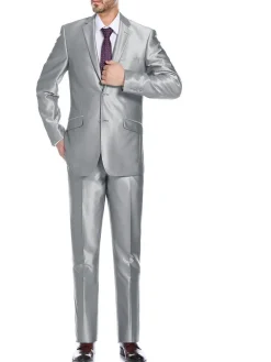 Men's Sharkskin Italian Styled Two Piece Suit