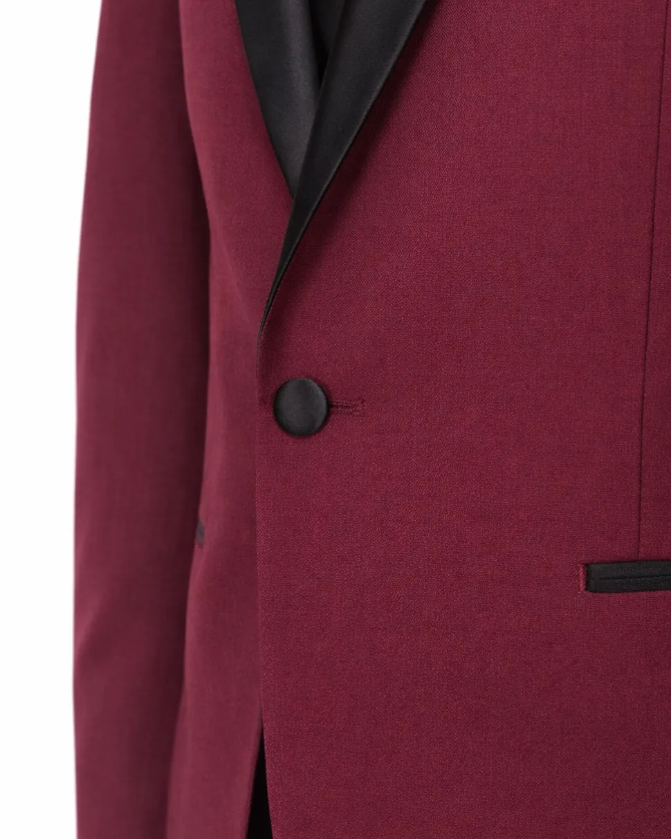 Men's Slim Fit Burgundy 1 Button Shawl Lapel Tuxedo Jacket & Pants