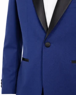 Men's Slim Fit 1 Button Shawl Lapel Tuxedo Jacket & Pants - Indigo Blue