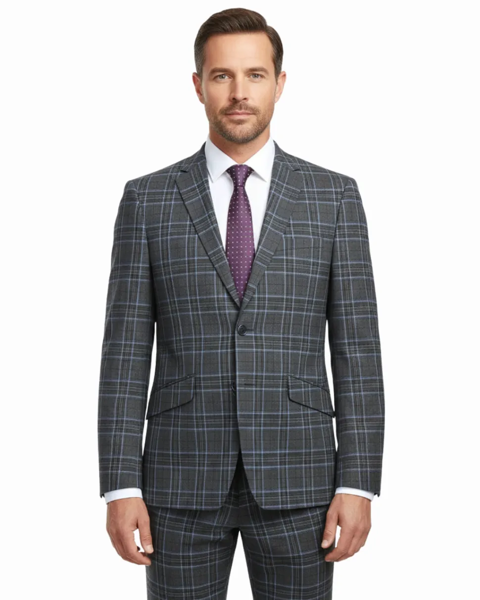 Men's Slim Fit Checked Suits