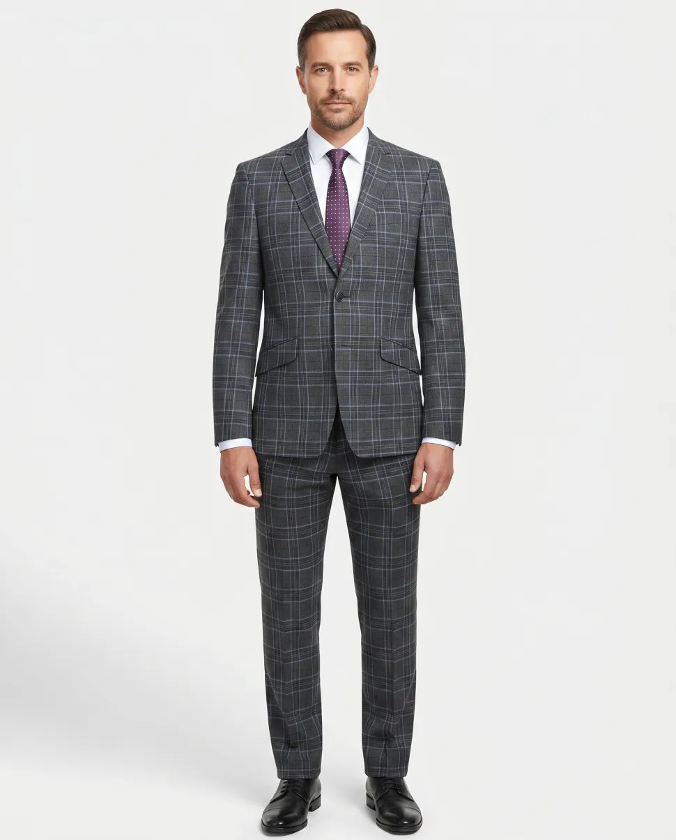 Men's Slim Fit Checked Suits