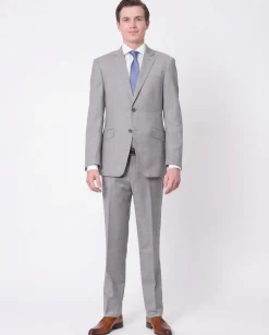 Mens Slim Fit Light Gray Two Button 100% Wool Suit