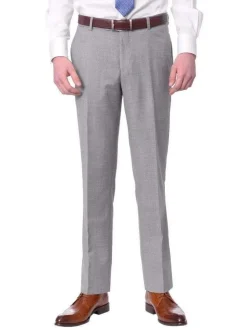 Mens Slim Fit Light Gray Two Button 100% Wool Suit
