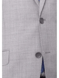 Mens Slim Fit Light Gray Two Button 100% Wool Suit