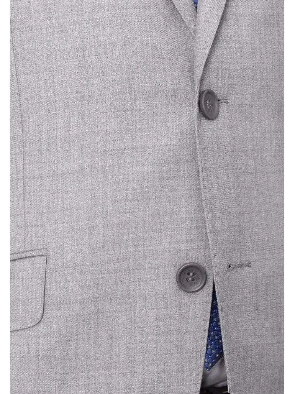 Mens Slim Fit Light Gray Two Button 100% Wool Suit