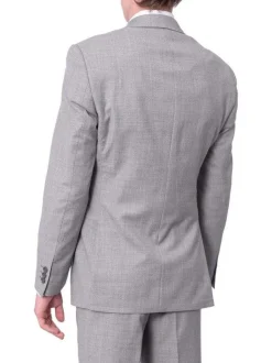 Mens Slim Fit Light Gray Two Button 100% Wool Suit