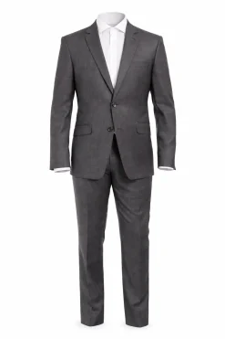 Mens Slim Fit Medium Gray Two Button 100% Wool Suit