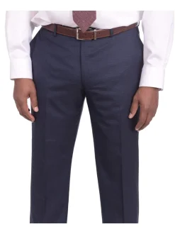 Mens Slim Fit Navy Blue Check Two Button Wool Suit