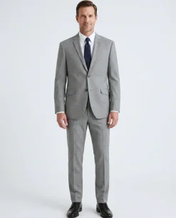Men's Slim Fit Notch Lapels Gray Solid Suits