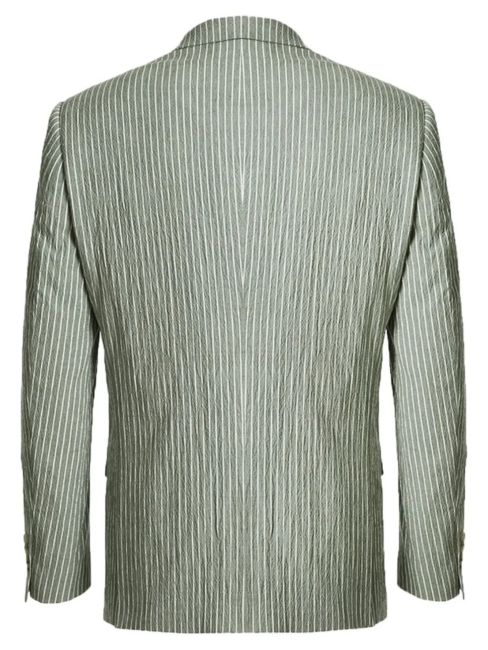Men's Slim Fit Notch Lapels Gray Stripe Cotton Suits