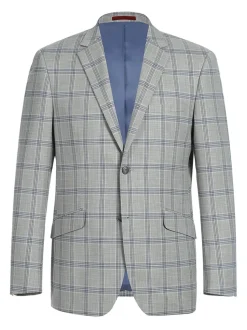Men's Slim Fit Notch Lapels Light Gray Check Suits