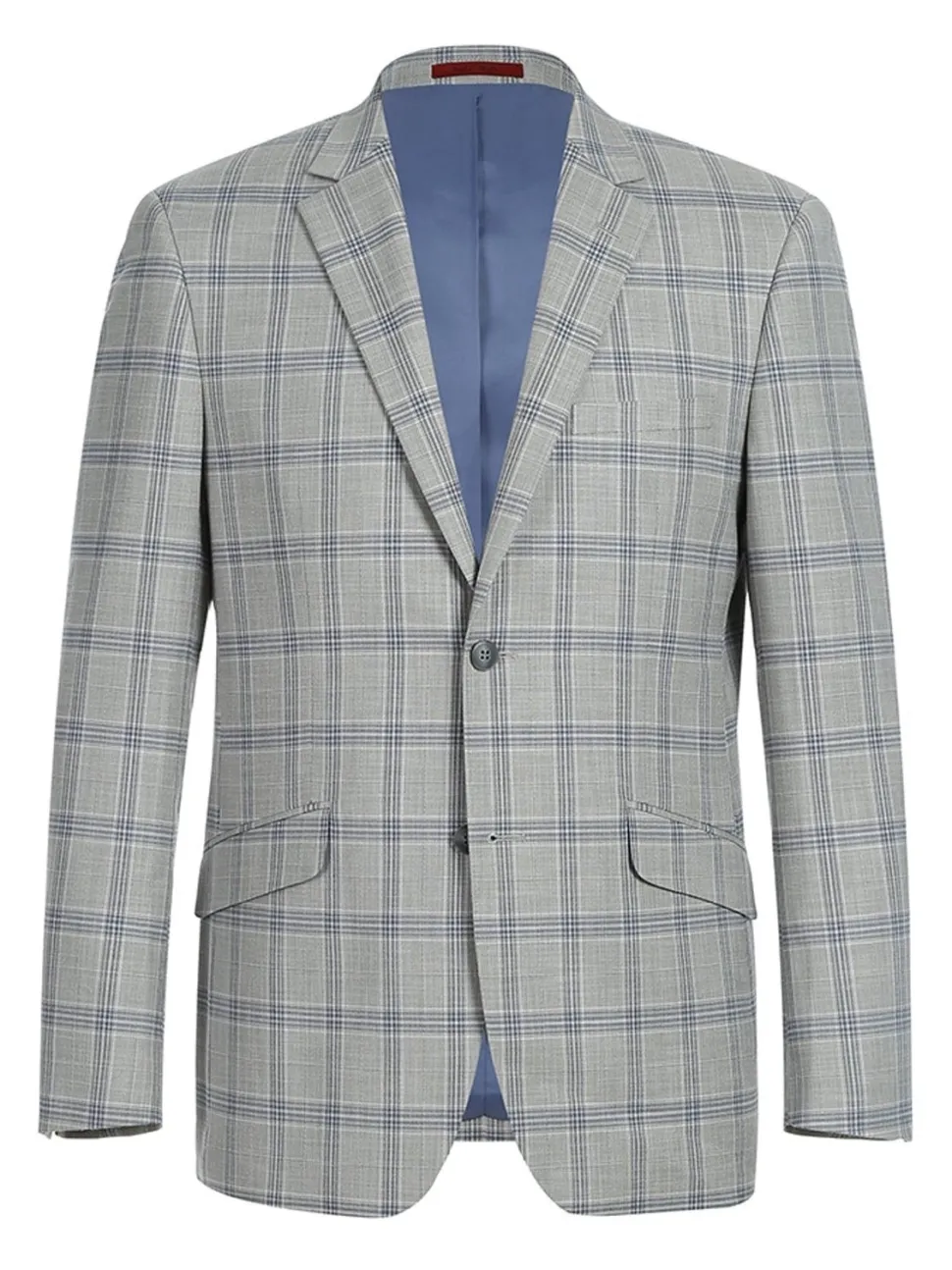 Men's Slim Fit Notch Lapels Light Gray Check Suits