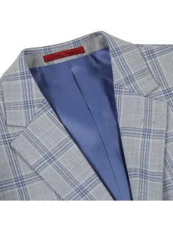 Men's Slim Fit Notch Lapels Light Gray Check Suits