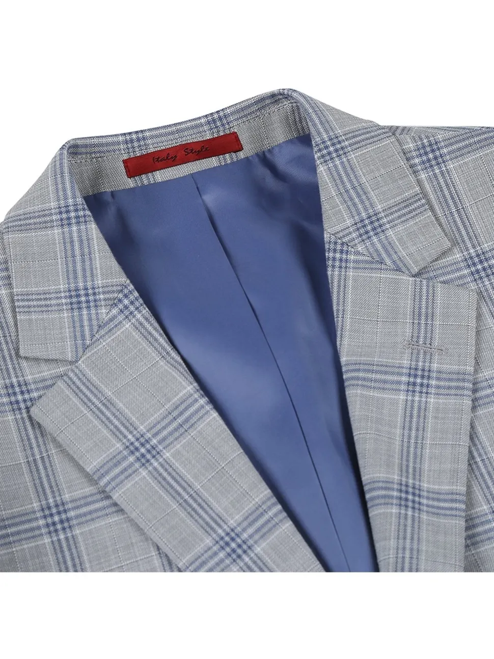 Men's Slim Fit Notch Lapels Light Gray Check Suits