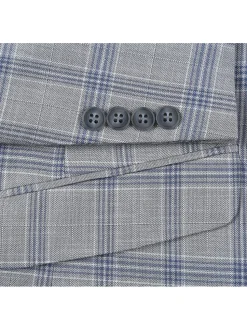 Men's Slim Fit Notch Lapels Light Gray Check Suits