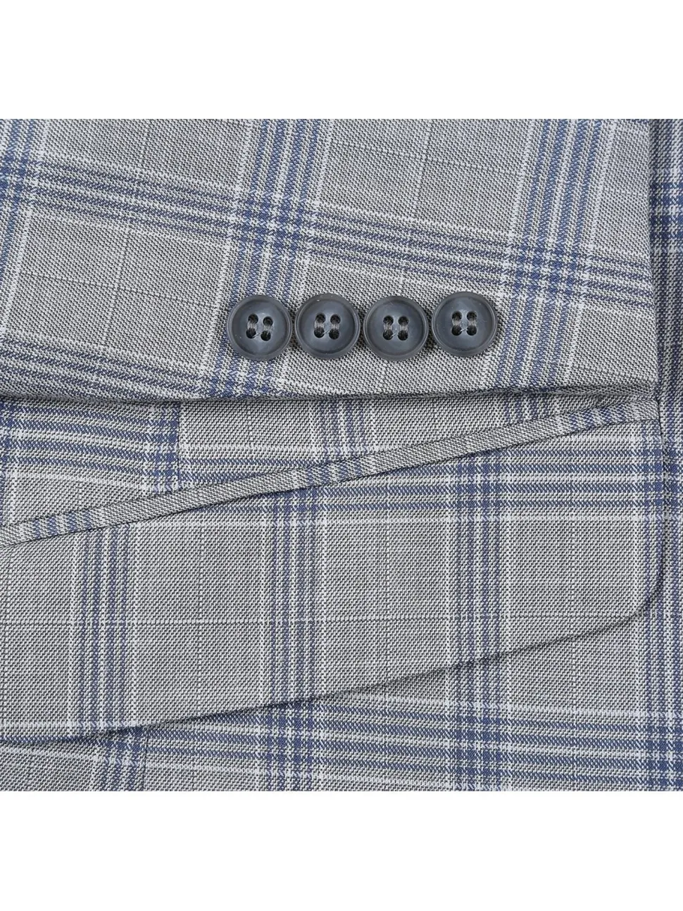 Men's Slim Fit Notch Lapels Light Gray Check Suits
