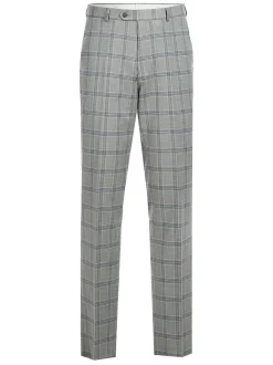 Men's Slim Fit Notch Lapels Light Gray Check Suits
