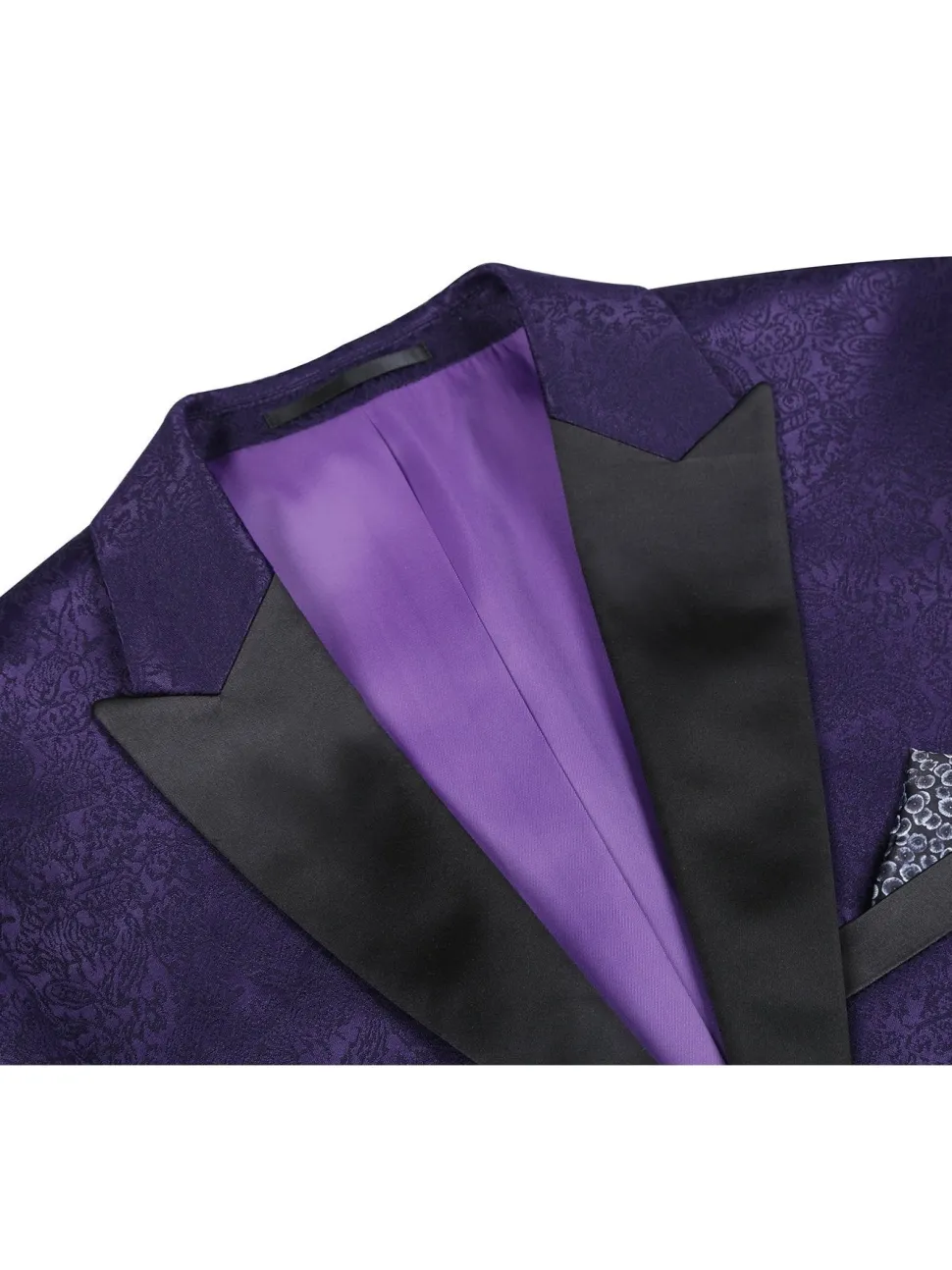 Men's Slim Fit Peak Lapel Tuxedo Blazer With Embroidered Pattern
