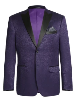 Men's Slim Fit Peak Lapel Tuxedo Blazer With Embroidered Pattern