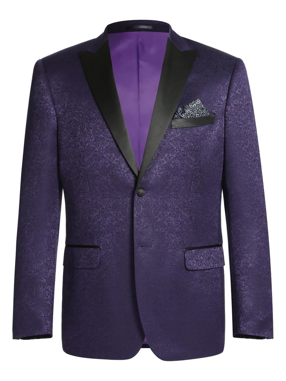 Men's Slim Fit Peak Lapel Tuxedo Blazer With Embroidered Pattern