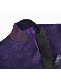 Men's Slim Fit Peak Lapel Tuxedo Blazer With Embroidered Pattern