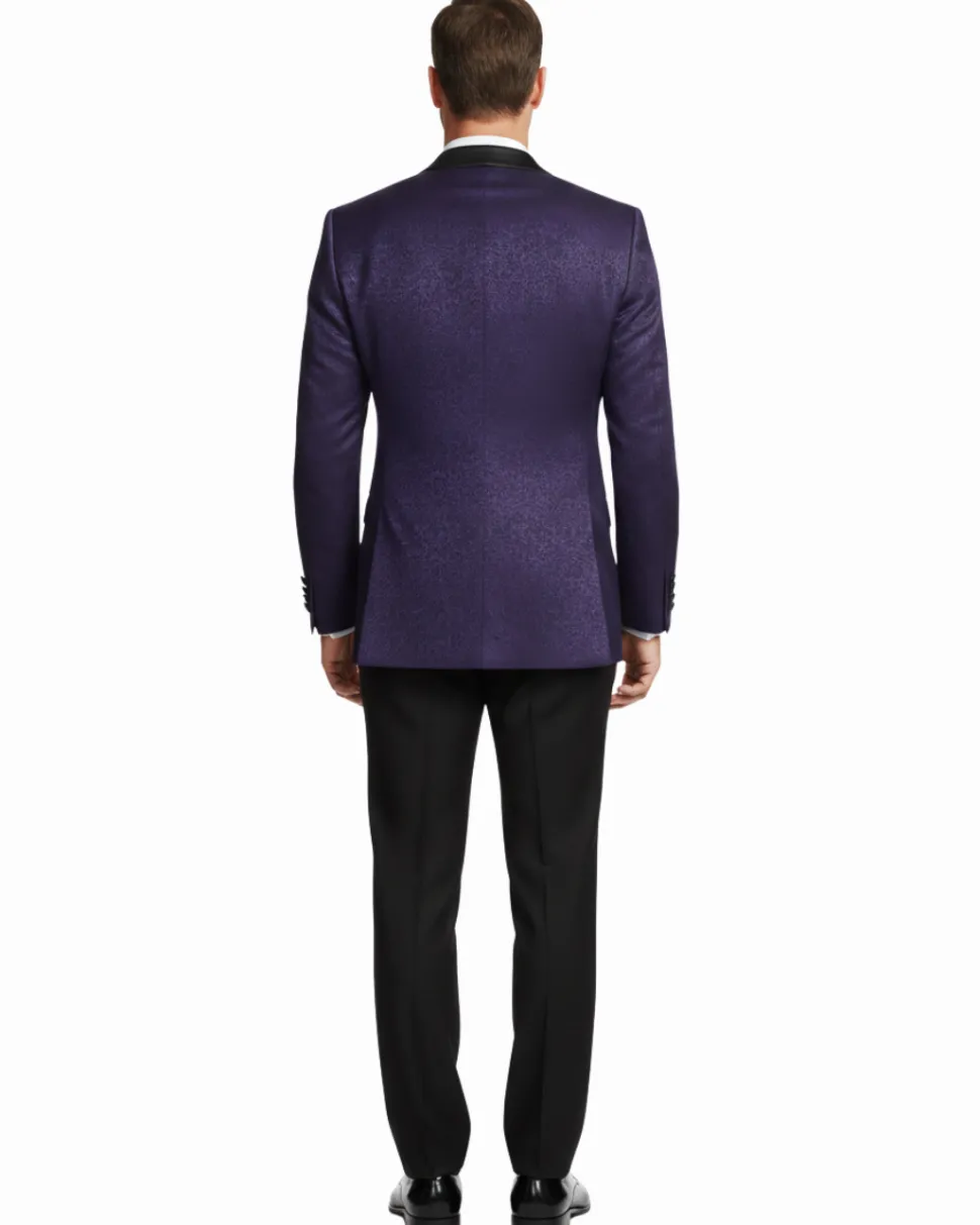 Men's Slim Fit Peak Lapel Tuxedo Blazer With Embroidered Pattern
