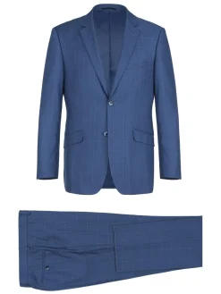 Men's Slim Fit 2-Piece Single Breasted Check Suit