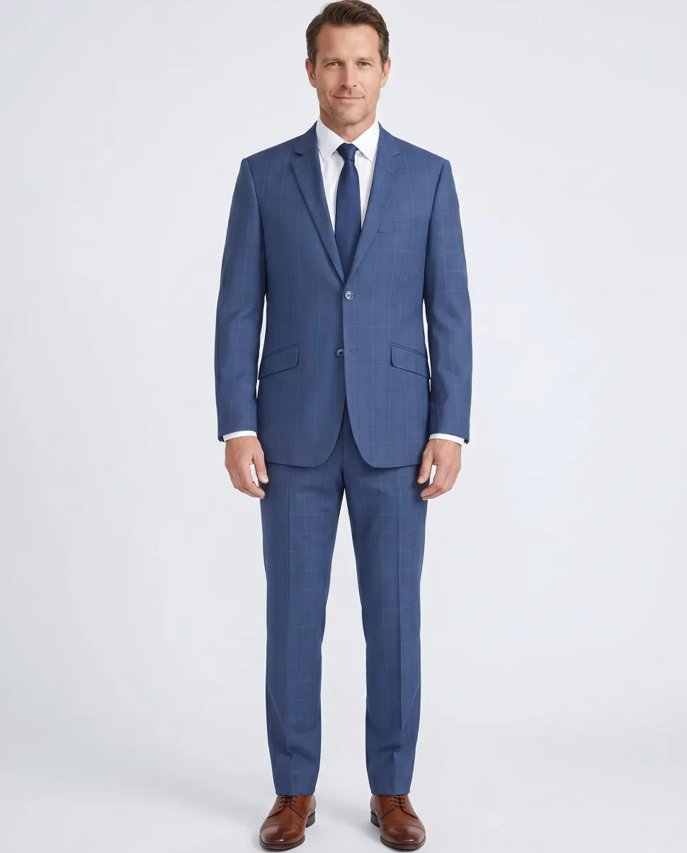Men's Slim Fit 2-Piece Single Breasted Check Suit
