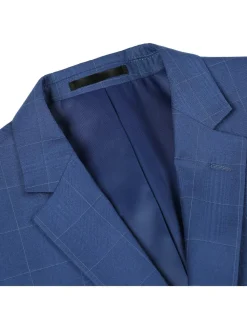 Men's Slim Fit 2-Piece Single Breasted Check Suit