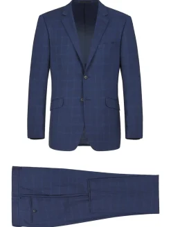Men's Slim Fit 2-Piece Single Breasted Check Suit
